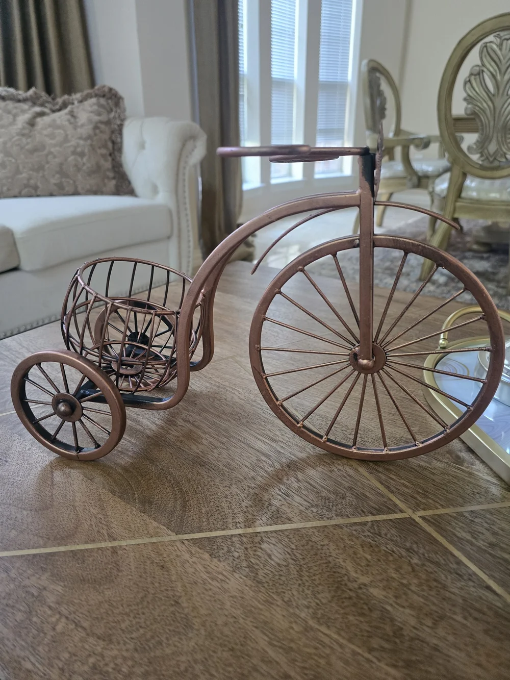 Copper Tricycle Wine Bottle Holder - Decorative Bar Accent